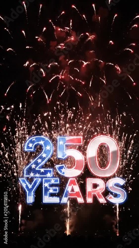Celebratory Fireworks Display Marking a 250 Year Milestone with Bright Explosions