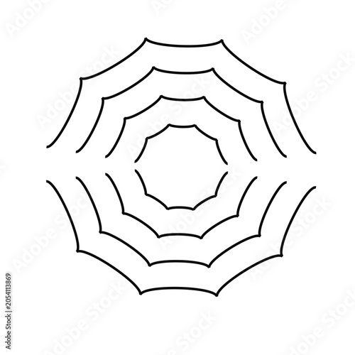 Black spider web illustration on white background