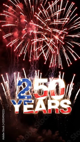 Vibrant fireworks celebration commemorating 250 years of remarkable achievements and milestones in a spectacular visual display