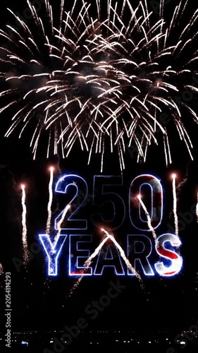 Spectacular Fireworks Display Celebrating 250 Years of Historic Achievements and Milestones with Bright Illuminations and