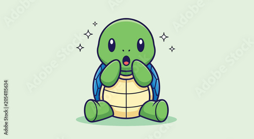 Tableau sur toile Cute cartoon turtle looking surprised and shocked.