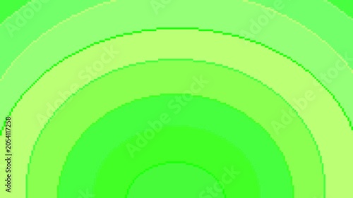 Retro Geometric Motion of Pixel Art Neon Green Arches Loop. Neon Green Pixel Art Rainbow Semicircular Arches. The rhythmic motion and vibrant retro aesthetic create a dynamic visual