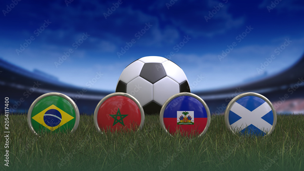 Naklejka premium Badges with the flags of the teams in Group C of the 2026 Football 