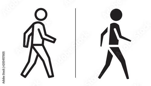 Canvastavla Walking Icon Comparison: Two stylized figures, one outlined in white and the other a solid black silhouette, are depicted walking side-by-side