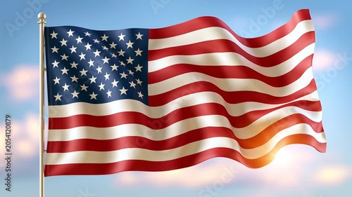 american flag, AI generated video