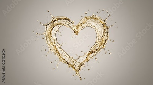 Golden Water Splash Forming A Heart Shape