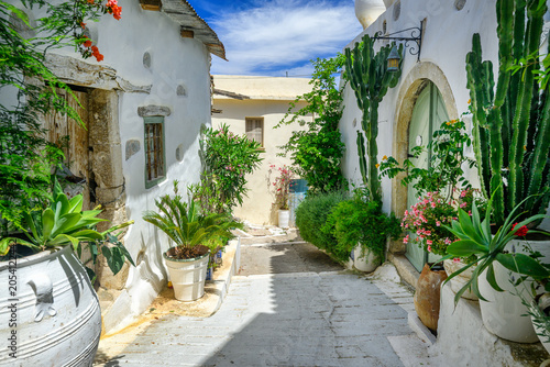Beautiful and colorful Greece old street