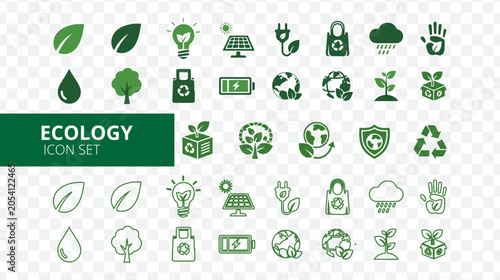 ecology icons set. Ecology icon set for environmental and sustainable concepts
