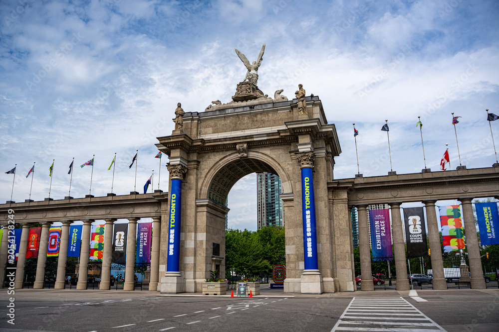 Naklejka premium FIFA Fan Festival Toronto 2026 installation at Princes' Gates. Toronto, Canada - June 9, 2026.
