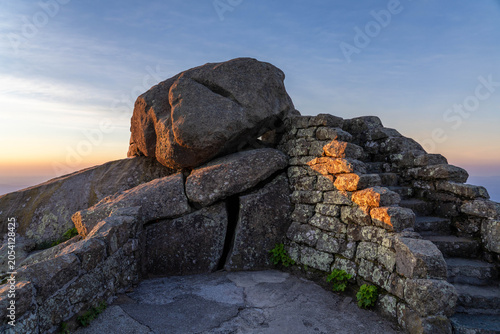 The Summit of Sharp Top Mountain With a Stone Staircase to a Rocky Outcrop