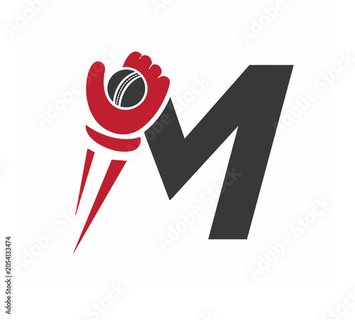 cricket ball sign with alphabet M