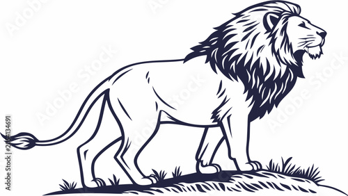 Photos Majestic lion standing on rocky terrain silhouette illustration with predator