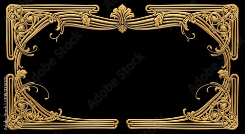 Ornate golden vintage frame on a black background.