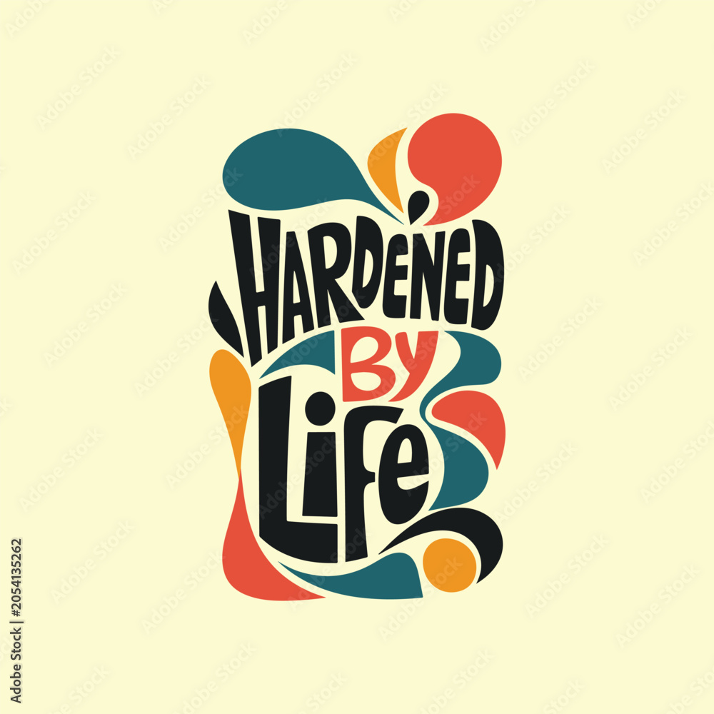 Naklejka premium A 1970s retro psychedelic typography design on a solid cream colored background
