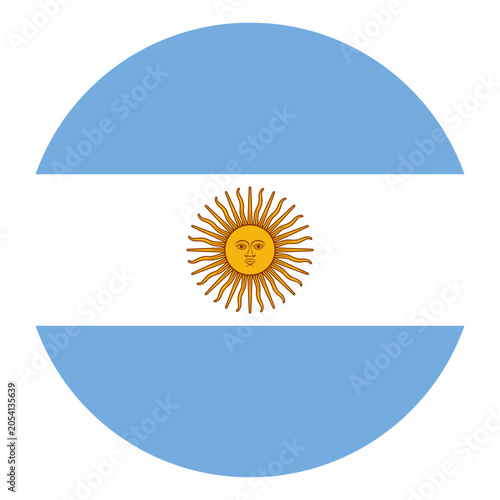 Quadro su tela argentina Flag Circle Icon Round Button Shape Flat Vector Illustration Isolated