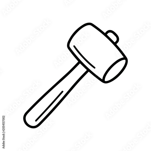 Black and white line art hammer.