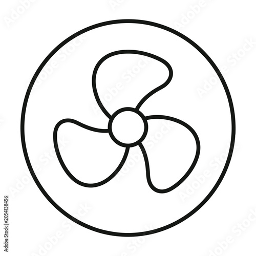Tableau sur toile Fan Blade Icon Simple Black Line Art Symbol Representing Air Cooling and Ventila