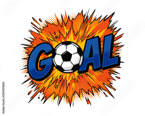 Soccer Goal Comic Pop Art Vector Icon on Transparent Background, soccer goal, goal icon, soccer ball, football goal, sports icon, comic style, pop art, comic burst, goal celebration, football, soccer,