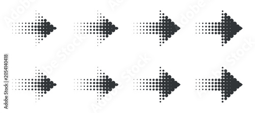 Photography Halftone arrow variations vector illustration with diminishing dot trails