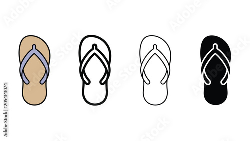 Fotografía Four different colored flip flops on a transparent background