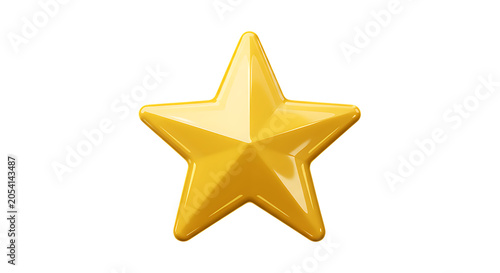 3d icon of a glossy golden star isolated on a transparent background, symbolizing excellence and recognition