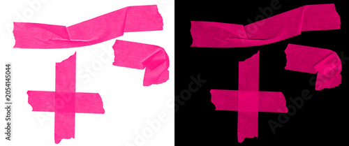 Billede på lærred Neon pink duct tape strips and cross shapes, vibrant adhesive masking tape set o