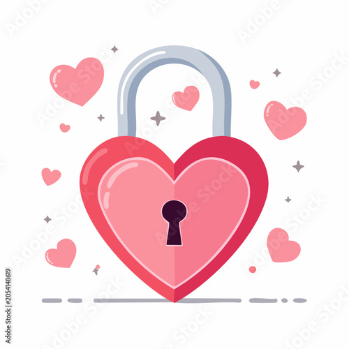 Heart Shaped Lock with Pink Hearts
