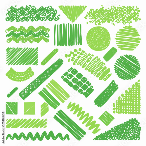 Green Hand-Drawn Textures and Patterns Collection