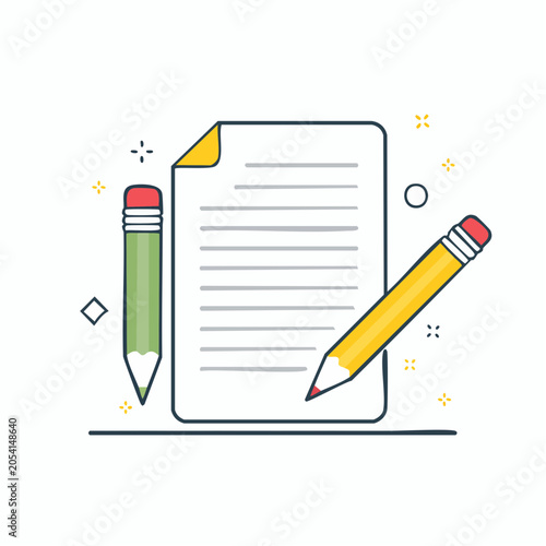 Illustration of a document with pencils
