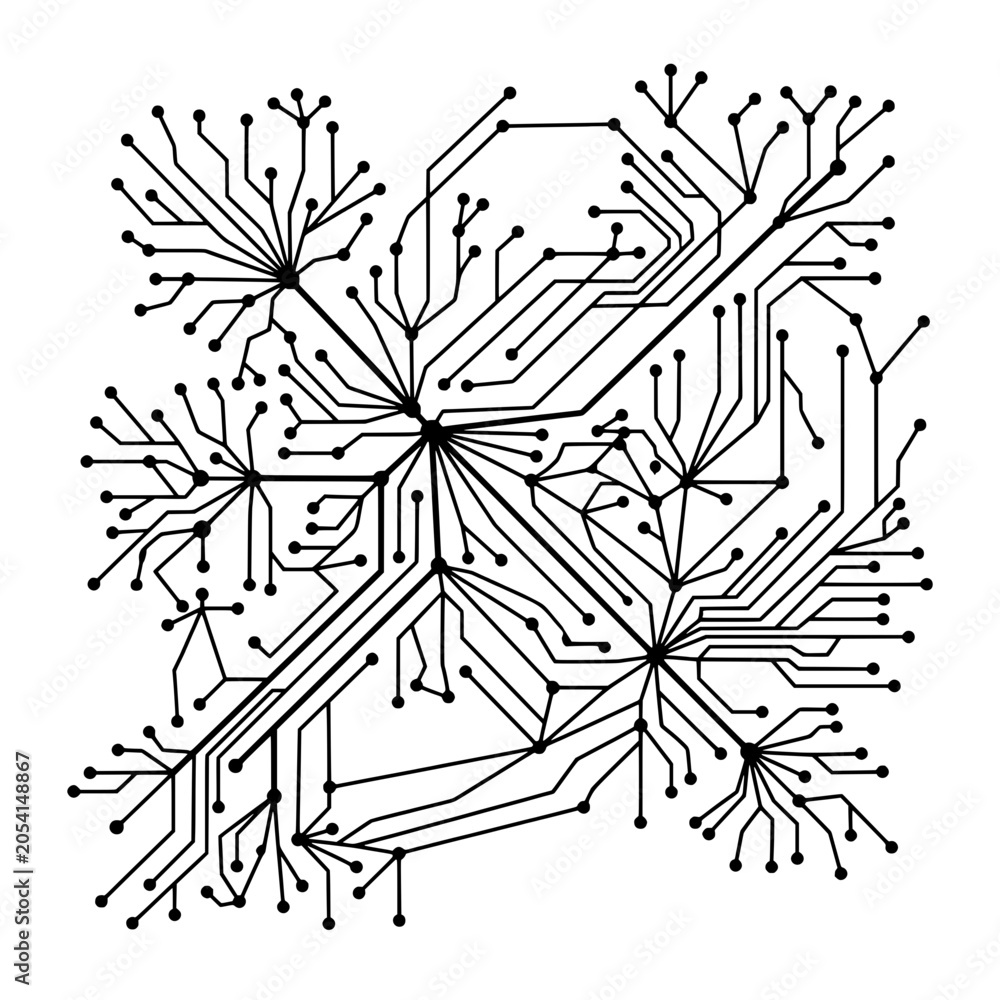 Obraz premium Abstract Digital Network Circuitry Illustration with Complex Interconnected Nodes
