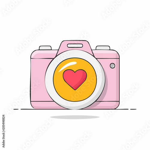 Pink Camera with Heart Icon