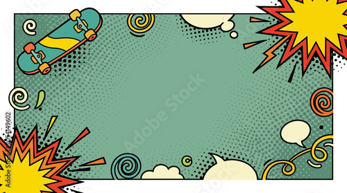 Vibrant comic book style background illustration.