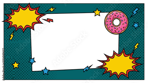 Colorful comic book style frame border.