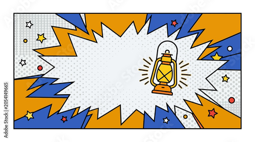 Vibrant comic book style illustration of a lantern.