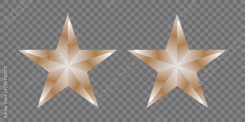 Golden stars with gradient fill on transparent background