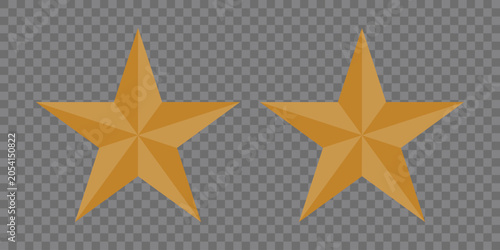 Two Golden Stars With Transparent Background Flat Vector Illustration