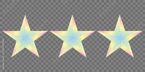 Three Pastel Stars With Gradient Transparent Background Vector Illustration