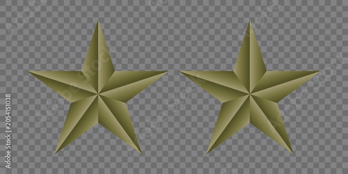 Two Golden Star Shapes With Transparent Background 3d Render