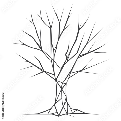 Abstract geometric leafless tree vector illustration 