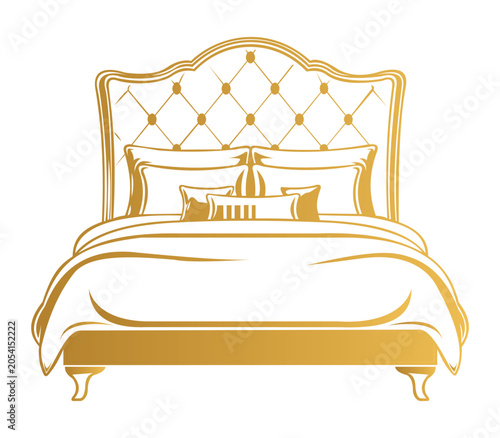 Elegant luxury bed with tufted headboard vector illustration isolated