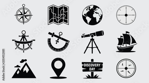Fotografia Set of vintage exploration and adventure icons for navigation and discovery