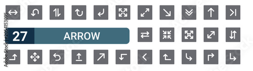 Fotografie Set of 27 filled Arrow icons including exchange, up arrow, down, maximize, exchange