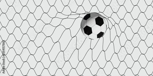 Fotografie High-quality, fully editable vector illustration of a soccer ball hitting the back of the net, capturing the thrilling moment of scoring a goal
