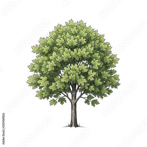 Lush green tree with full foliage standing alone