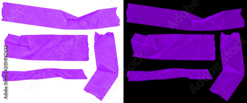 Billede på lærred Purple masking tape strips set, wrinkled adhesive paper tape pieces, vibrant vio