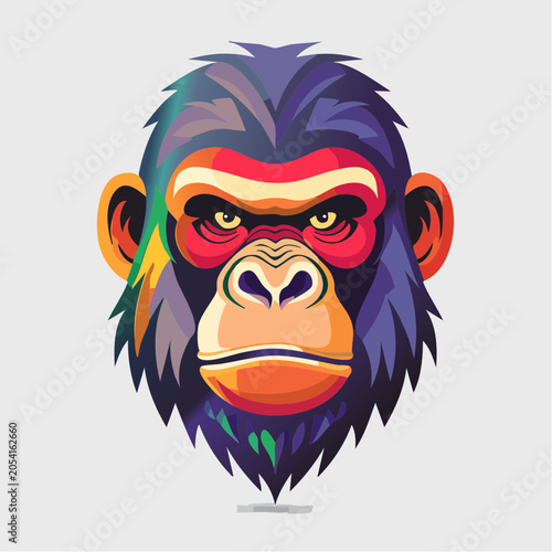 Colorful Gorilla Face Illustration