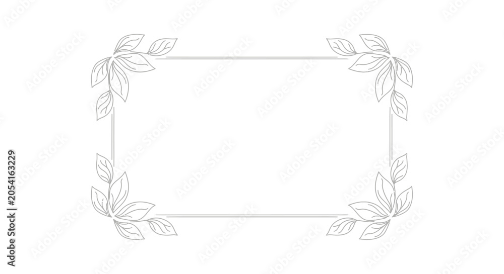 Fototapeta premium Elegant leafy border frame illustration.