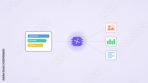 A video showcasing a simple flowchart with a blue icon and lines