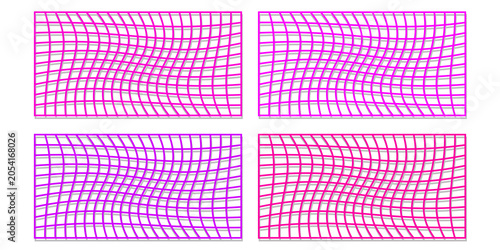 Canvastavla Four quadrants of wavy grid patterns in purple and magenta with a black cross di