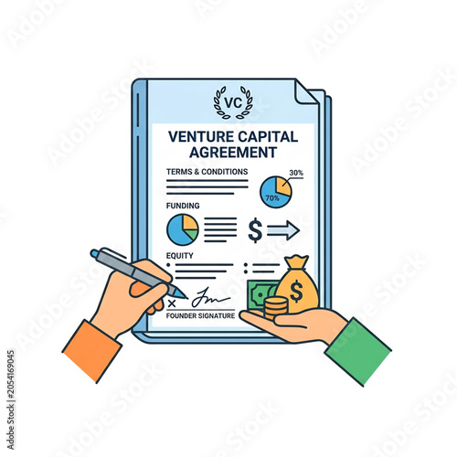 Venture capital agreement document representing investment and business funding.
